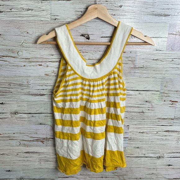 Free People Tops - Free people tank top knit blouse striped yellow white size medium
